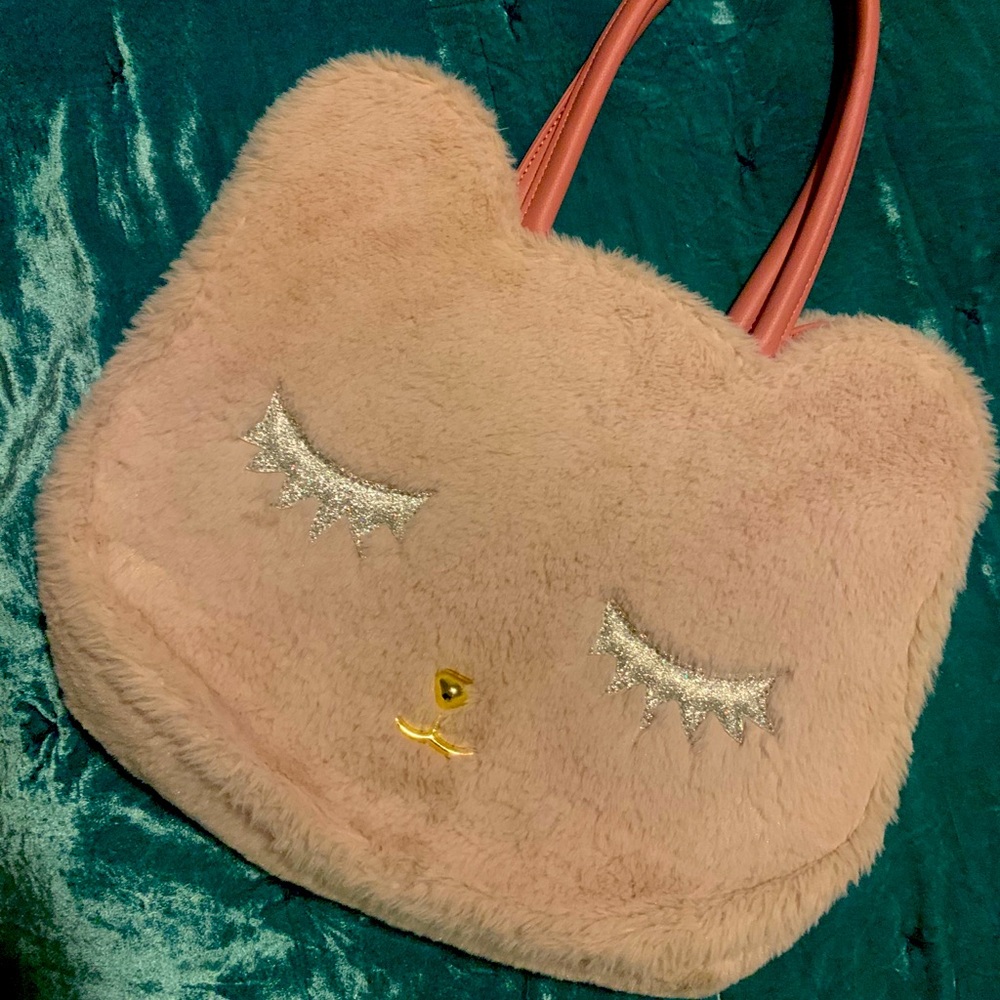 Betsy Johnson furry fun cat face bag